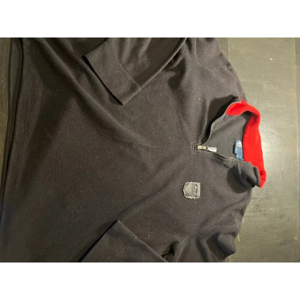 Polo Ralph Lauren Fleece 1/4 Zip Pullover Shirt Black‎ Red Trim Mens XL